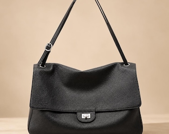 Bolso de hombro de piel auténtica, bolso tote de piel de vaca suave, bolso de mano holgado, bolso espacioso para el trabajo, bolso de viaje diario para mujer, opción de estilo para la oficina