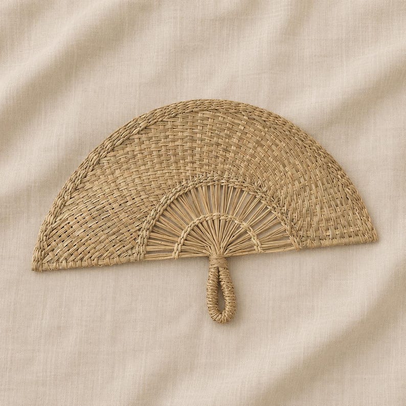 Straw Woven Hand Fan, Semicircular Wall Decor, Rustic Summer Accessory ...