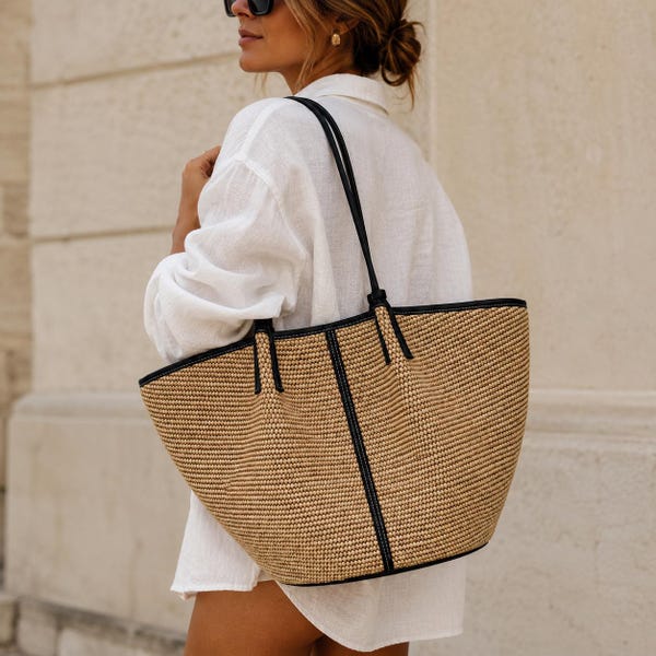 Fashion Straw Woven Shoulder Bag, Boho Raffia Beach Tote, Unique Vacation Purse, Large Capacity Summer Handbag, Resort Gift Idea For Women