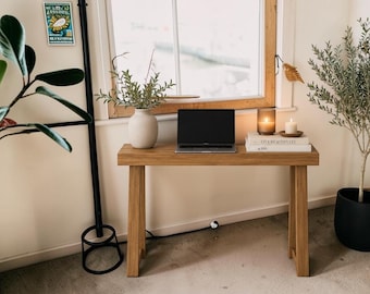 Rustic Reclaimed Wood Console Table with Shelf – Handcrafted Farmhouse Entryway Furniture, Modern Entryway, Hallway & Accent Table.