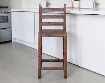 Handcrafted Solid Wood Counter Stool: Rustic Farmhouse Kitchen Seating,  Modern Kitchen Island Seating.