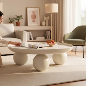 Modern Round Coffee Table Cream Nordic Tea Table Stainless Steel Living Room Table Minimalist Luxury Center Table Small Space Aesthetic
