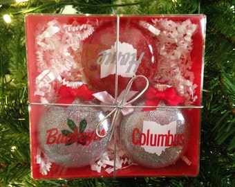 Columbus, Ohio glass ornament gift set - 3 pack