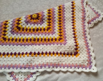 Happy Colors Baby Girl Blanket Crochet Handmade 30" - Perfect Gift for Born Baby Girl