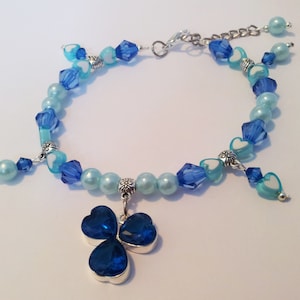 Silver & Blue Hearts / Pearls  PET Dog Cat Necklace Collar HANDMADE Orange/Purple Beaded Pet Collar Jewelry