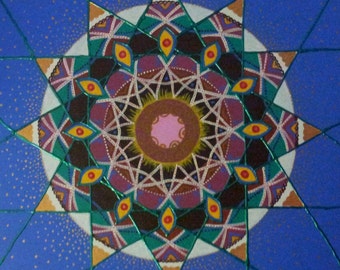 Original Mandala, Dreamcatcher Mandala, Acrilic painting, Canvas, Signed by artist: Zoharit Rubin, Sacred Geometry, Dreams Inspiration