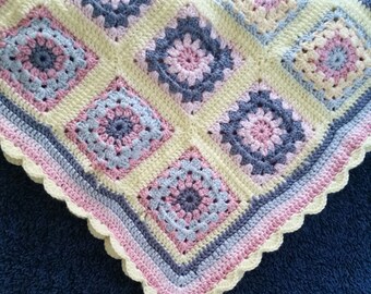 CHARMING Pastel Colors Baby Blanket Crochet Handmade - Perfect Gift for Born Baby Girl/Boy