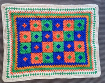 CHARMING Happy Colors Baby Blanket Crochet Handmade - Perfect Gift for Born Baby Girl/Boy