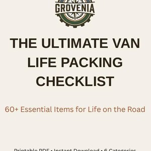 Van Life Packing Checklist Printable PDF | 60+ Essentials | Camper Checklist | Instant Download