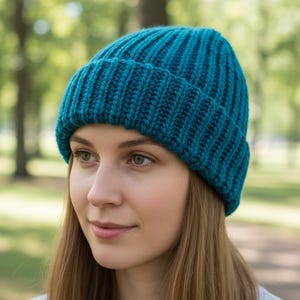Crochet Beanie Pattern Fisherman Rib Winter Hat PDF