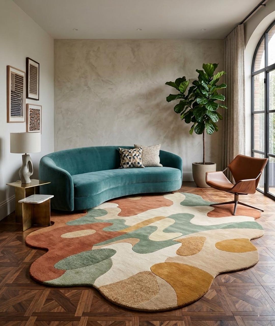 Organic Abstract Hand Tufted Wool Rug | Irregular Modern Area Rug ...