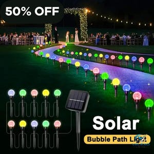 Luces solares de burbujas para caminos: Guirnaldas de luces impermeables para caminos de jardín (10/20/30 LED)