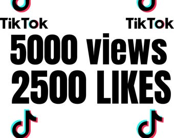 5000 visualizzazioni su TikTok, 2500 Mi piace, crescita rapida / aumento dell'engagement sui social media
