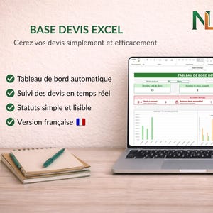 Base devis Excel français | Tableau de bord | Suivi devis automatique | Gestion TPE indépendant | Template Excel simple