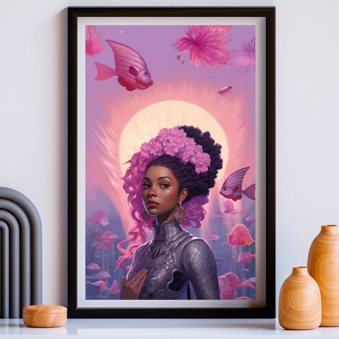 Black Mermaid Comic Style 2 | Mami Wata | Black Fantasy Art | Digital Art | INSTANT DOWNLOAD