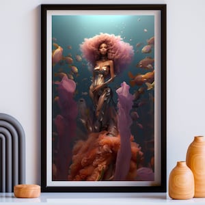 Black Mermaid 6 | Mami Wata | Black Fantasy Art | Digital Art | INSTANT DOWNLOAD