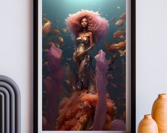 Black Mermaid 6 | Mami Wata | Black Fantasy Art | Digital Art | INSTANT DOWNLOAD