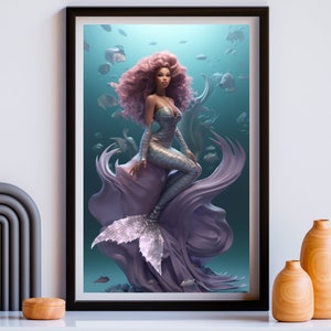Black Mermaid 2 | Mami Wata | Black Fantasy Art | Digital Art | INSTANT DOWNLOAD