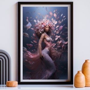 Black Mermaid 5 | Mami Wata | Black Fantasy Art | Digital Art | INSTANT DOWNLOAD
