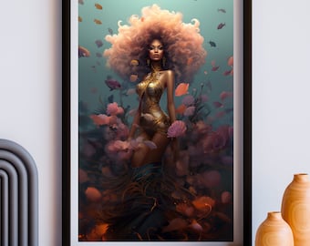 Black Mermaid 10 | Mami Wata | Black Fantasy Art | Digital Art | INSTANT DOWNLOAD