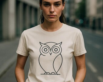 Picasso Owl Minimalist Line Art T-Shirt | Unique Animal Graphic Tee | Gift for Owl Lover | Unisex Shirt