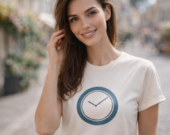 Clock Minimalist Line Art T-Shirt | Timeless Graphic Tee | Unique Gift for Art Lover | Unisex