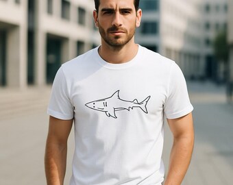 Oneline Shark Minimalist Line Art T-Shirt | Unique Graphic Tee | Gift for Ocean Lovers | Unisex