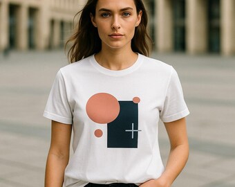 Shape Harmony Geometric Abstract T-Shirt | Minimalist Graphic Tee | Unique Gift for Art Lovers | Unisex
