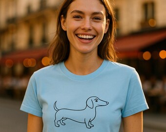 Picasso Dachshund Minimalist Line Art T-Shirt | Unique Dog Lover Graphic Tee | Perfect Gift for Dog Enthusiasts | Unisex