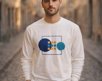 Grid Overlay Geometric Abstract Art Long Sleeve Shirt | Minimalist Graphic Long Sleeve Shirt | Architect Gift | Unisex