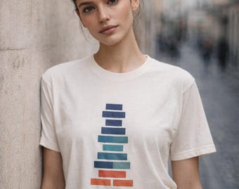 Cascade Rectangles Geometric Abstract Art T-Shirt | Minimalist Graphic Tee | Unique Gift for Art Enthusiast | Unisex