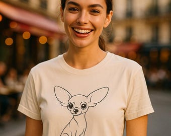 One Line Chihuahua Drawing Tee | Minimalist Dog Art Shirt | Cute Dog Lover Gift | Unisex Graphic T-Shirt