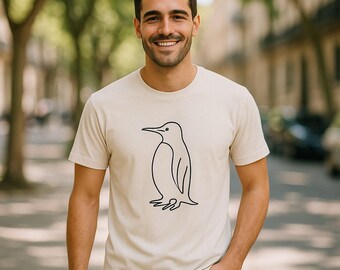 One Line Penguin Standing Minimalist Art T-Shirt | Elegant Graphic Tee | Gift for Penguin Lover | Unisex