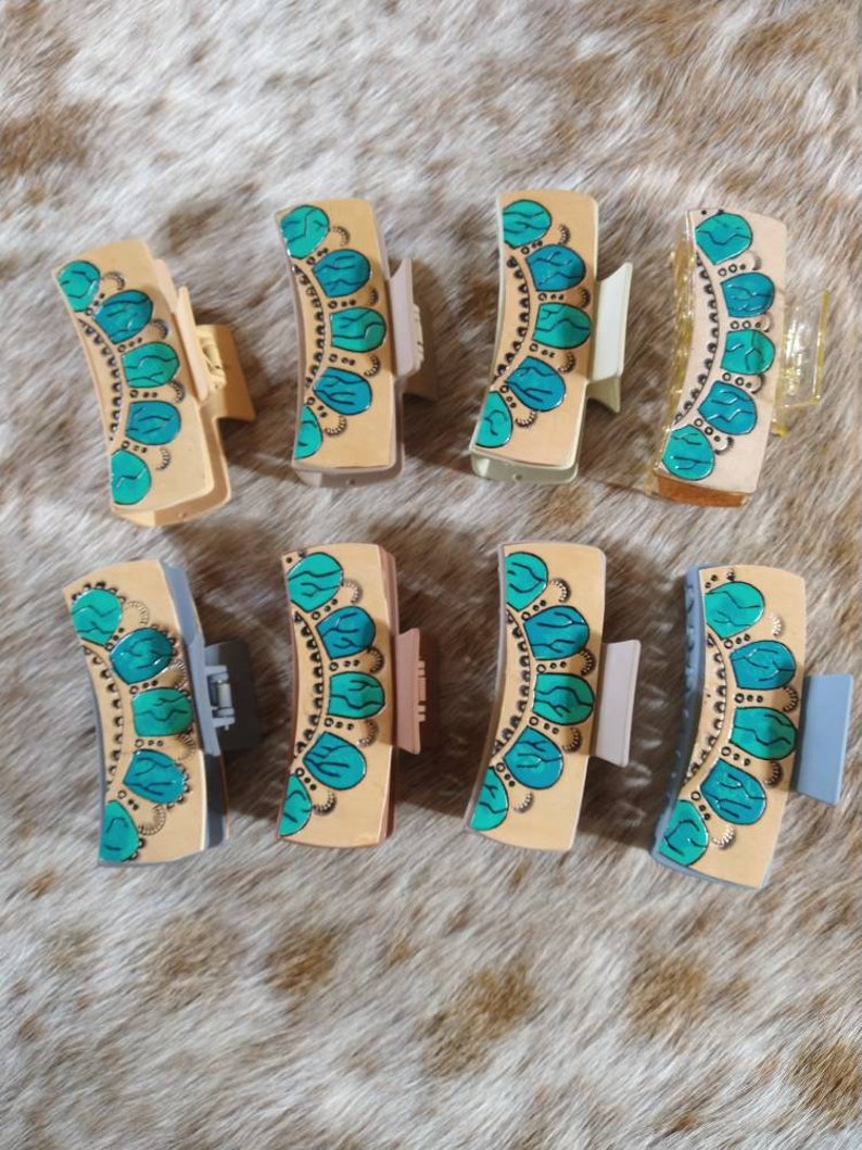 Western Hair Clips. Leather Claw Clips. Western Hair Etsy