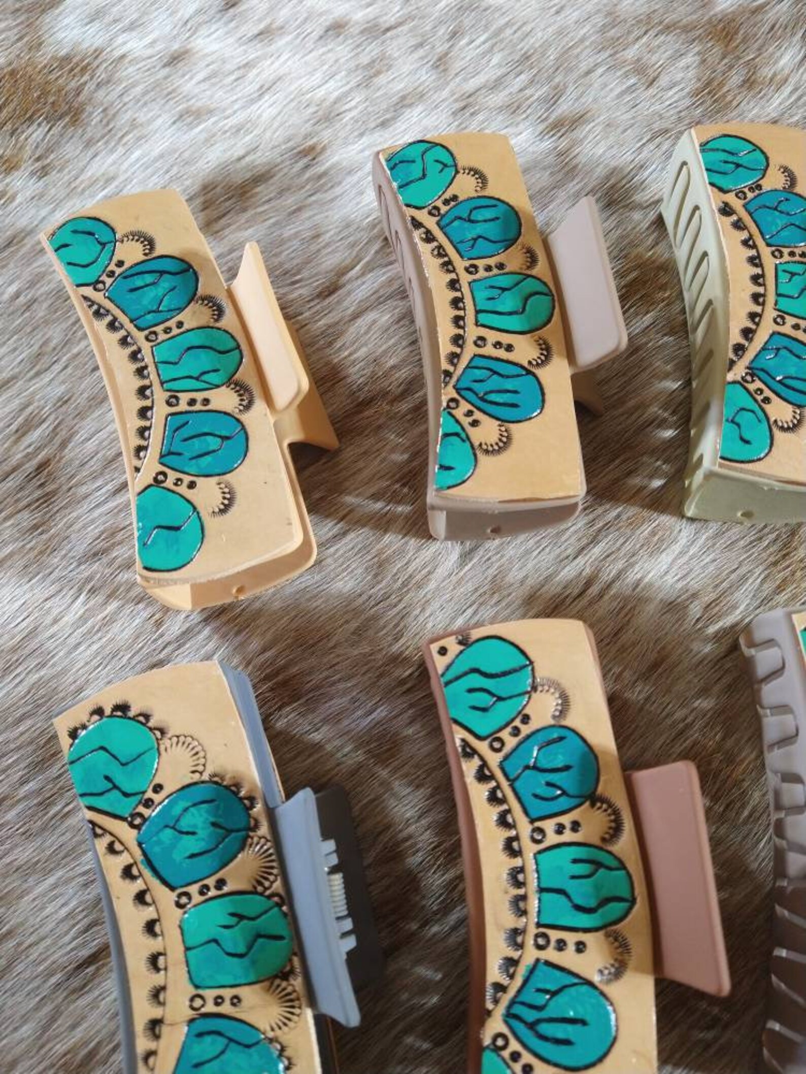 Western Hair Clips. Leather Claw Clips. Western Hair Etsy