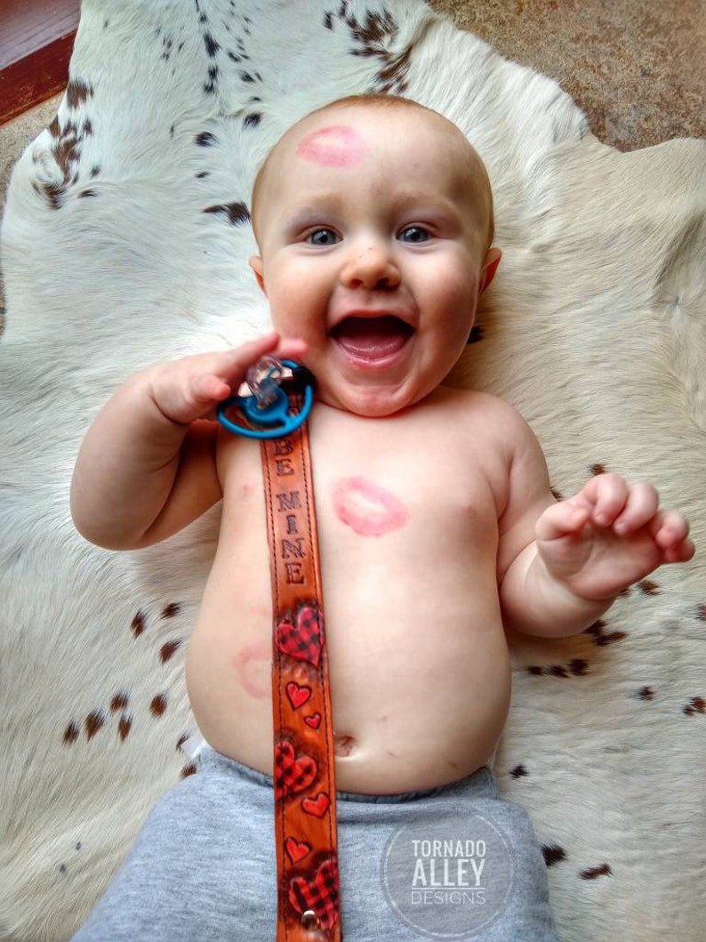 Tooled Leather Pacifier Clip Custom Pacifier Clip Paci Clip Etsy