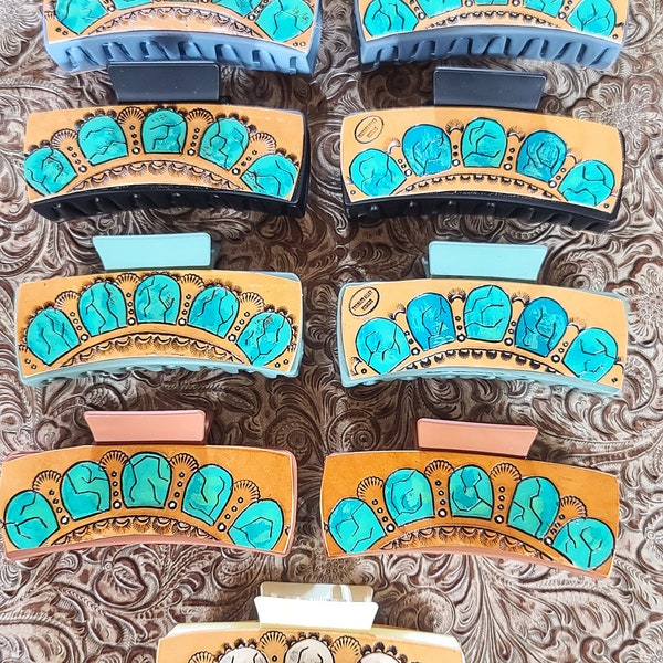 Leather Western Claw Clips Etsy