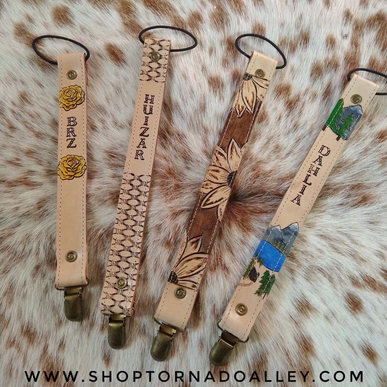 Tooled Leather Pacifier Clip Custom Pacifier Clip Paci Clip Etsy