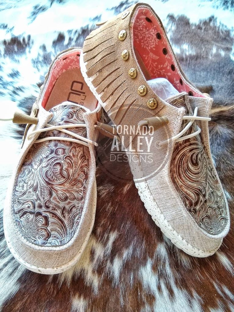 custom leather hey dudes womens