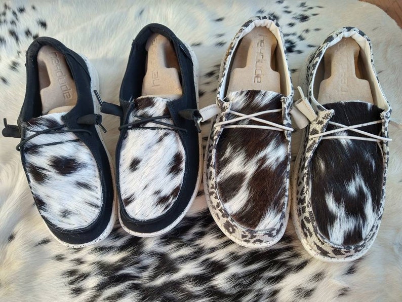 Women's Hey Dudes Cowhide Hey Dudes Western Shoes Black Etsy