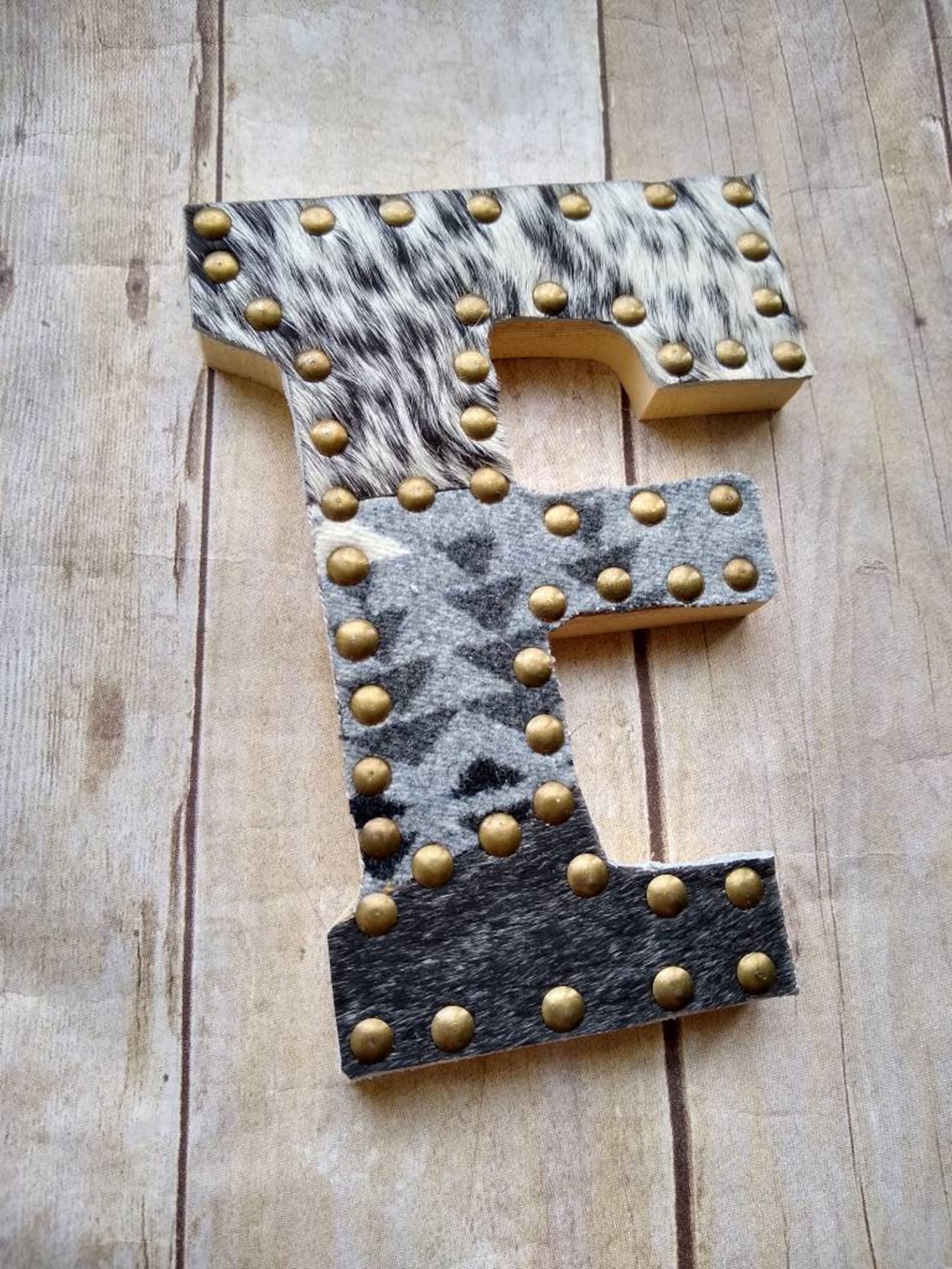 Cowhide Letter Cow Hide Monogram Nursery Decor Western Etsy