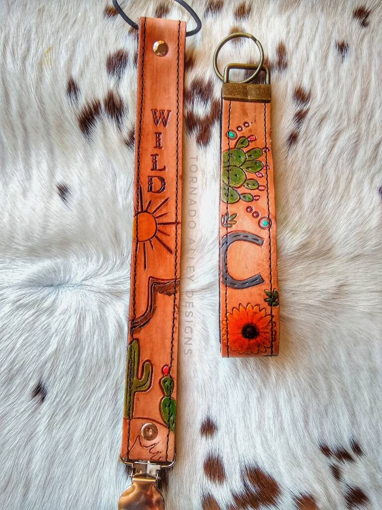 Tooled Leather Pacifier Clip Custom Pacifier Clip Paci Clip Etsy