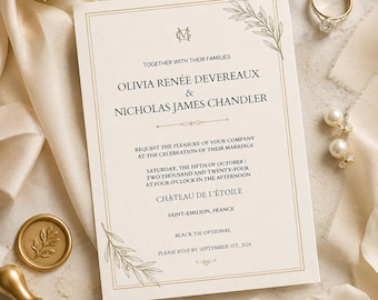 Editable Wedding Invitation Template, Canva Invite, Printable 5x7, Instant Download