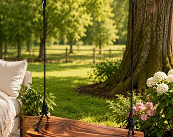 Outdoor Wooden Tree Swing for Adults & Kids, Cedar Wood Rope Swing, Backyard Garden Swing Seat, Rustic Porch Swing, Handmade Gift