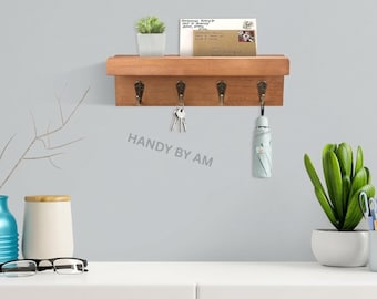 Key Rack With Shelf | Entryway Organizer | Hat Hanger For Wall