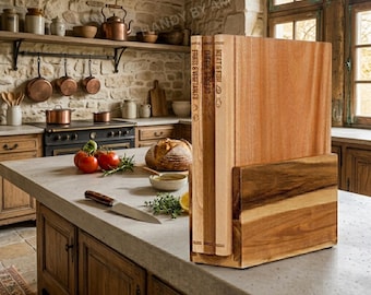 Solid Wood Book Shaped Cutting Boards Set With Stand, Wooden Cutting Board, Acacia Wood, Serving Boards