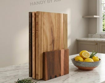 Solid Wooden Book Style Cutting Boards Set With Stand, Wooden Chopping Board, Acacia Wood, Charcuterie board, Serving Board, Cheese Board