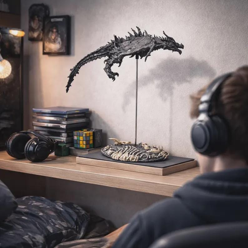 Skyrim Alduin Dragon Statue – Elder Scrolls V Collectible Dragon ...