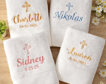 Toalha personalizada para batismo, toalha de batizado, bordado personalizado em toalha, toalha religiosa para afilhado(a), toalha de batismo personalizada, presente de batizado personalizado
