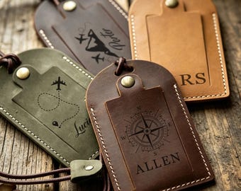 Personalisierter Leder Gepäckanhänger, individuell gravierter Gepäckanhänger, Groomsmen Geschenk, Hochzeitsbevorzugung Gepäckanhänger, Reisegeschenk